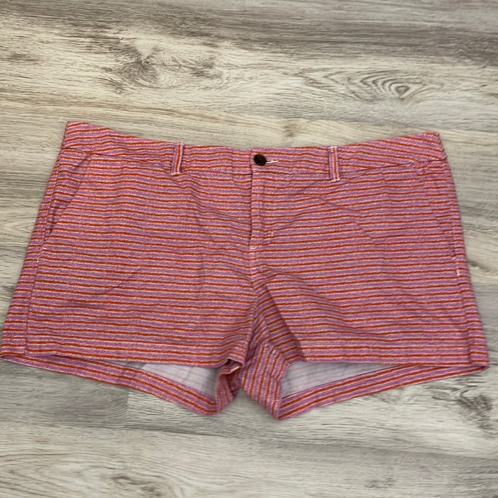 Merona Pink, Orange & White Print Shorts Side & Back Pockets & Belt Loops 18